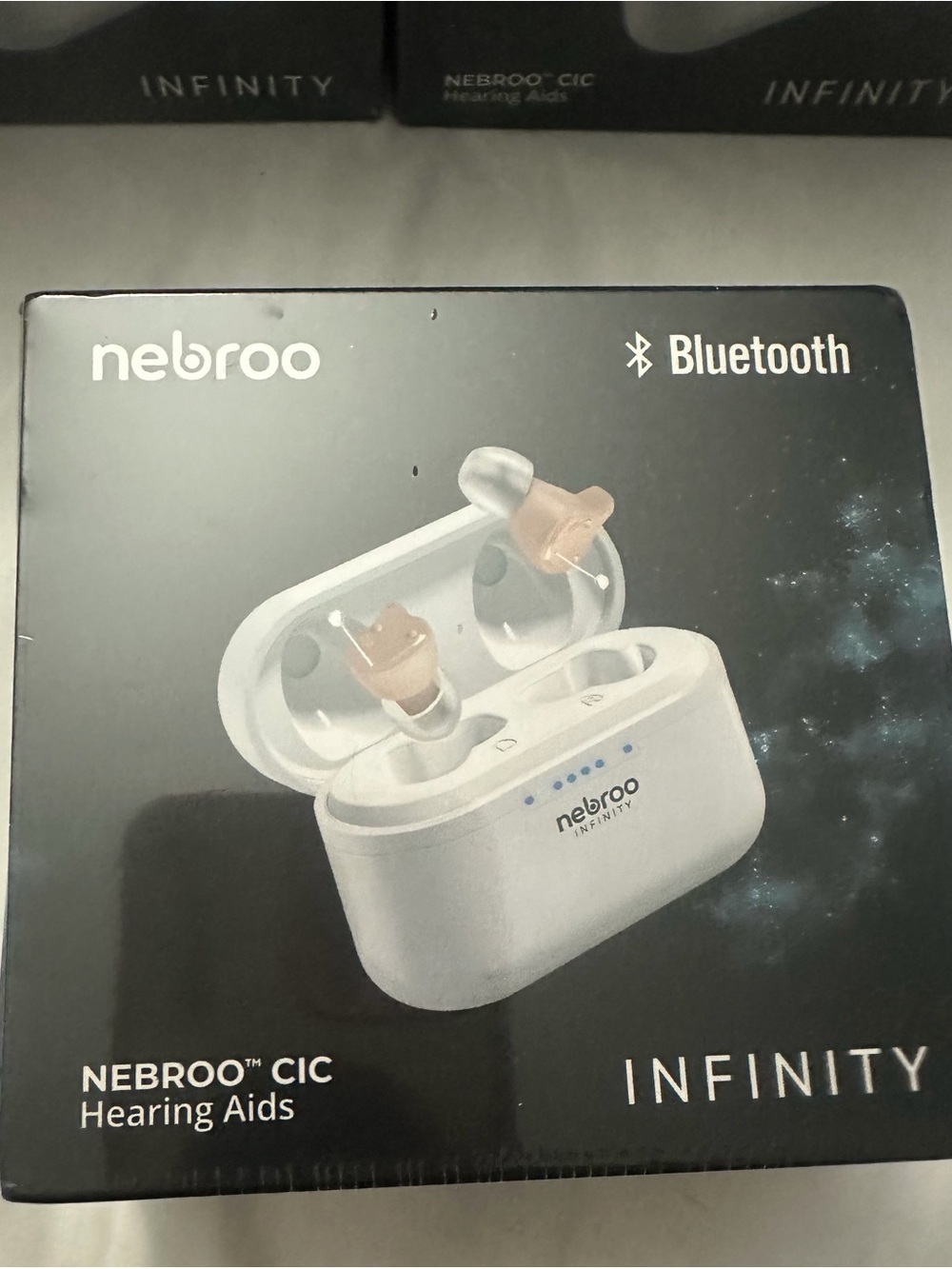 Nebroo Pro Bluetooth CIC Hearing Aids in White with Beige brand new